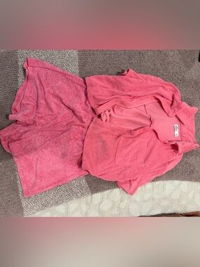 Hollister Pink Terry Cloth Button-Up Top and Shorts Set